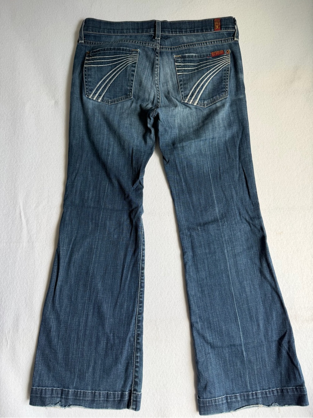 7 For All Mankind Dojo Jeans 29 Low Rise Flare Wide Leg Y2K Medium Wash - Picture 3 of 14